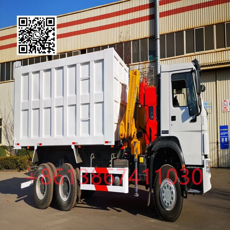 Самосвал CNHTC Sinotruk Howo HW76 ZZ3257V4647B1 6x4 10 колесный самосвал с краном 10-20 тонн
