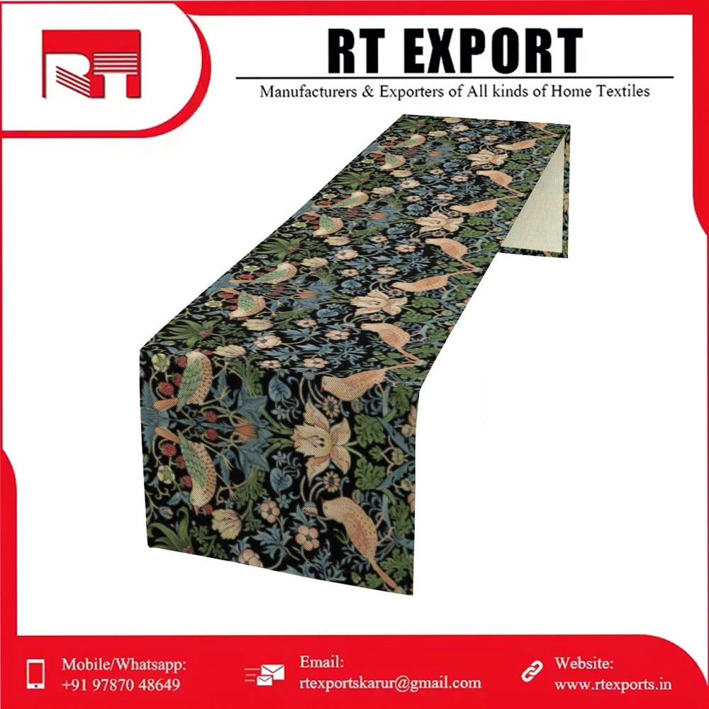 Wholesale Price Best Selling Morden Style Embroidered Pure Cotton Dining Room Table Runner Indian Exporter