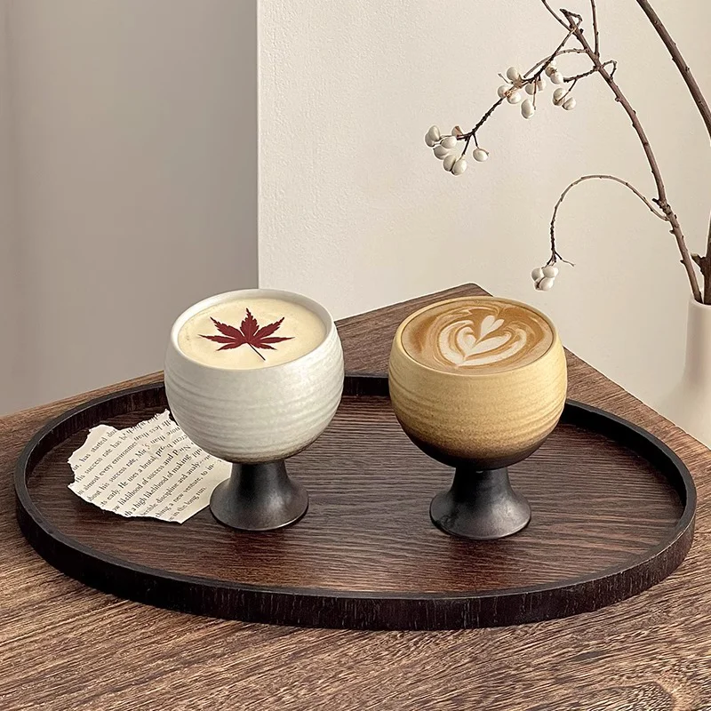 150ml/5oz New Nordic Ball Shaped Goblet Clay Handmade Ceramic Candle Jar Coffee Cup