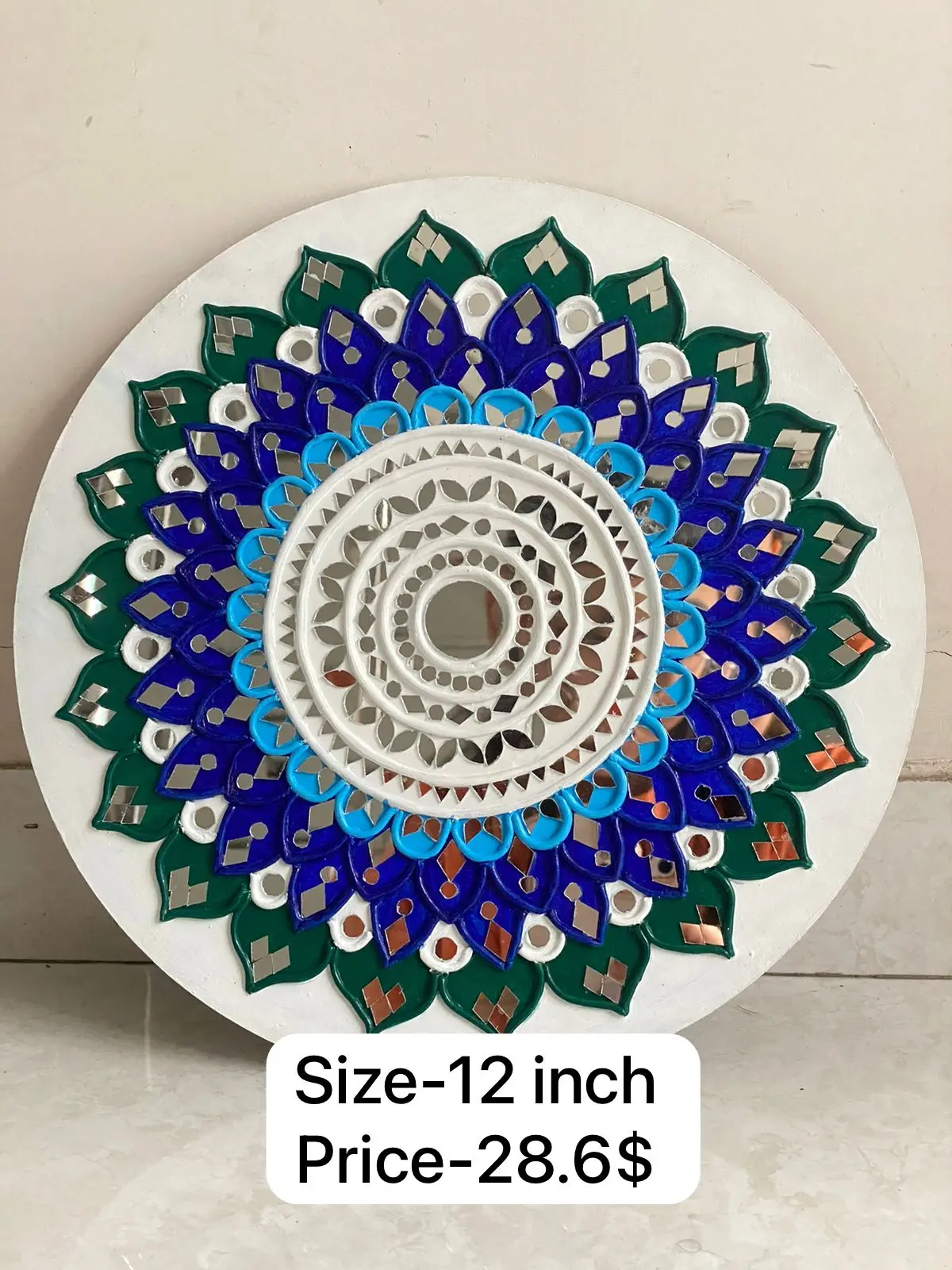 Mud Wall Mirror Art White color Indian Supplier Wall Hanging Decoration