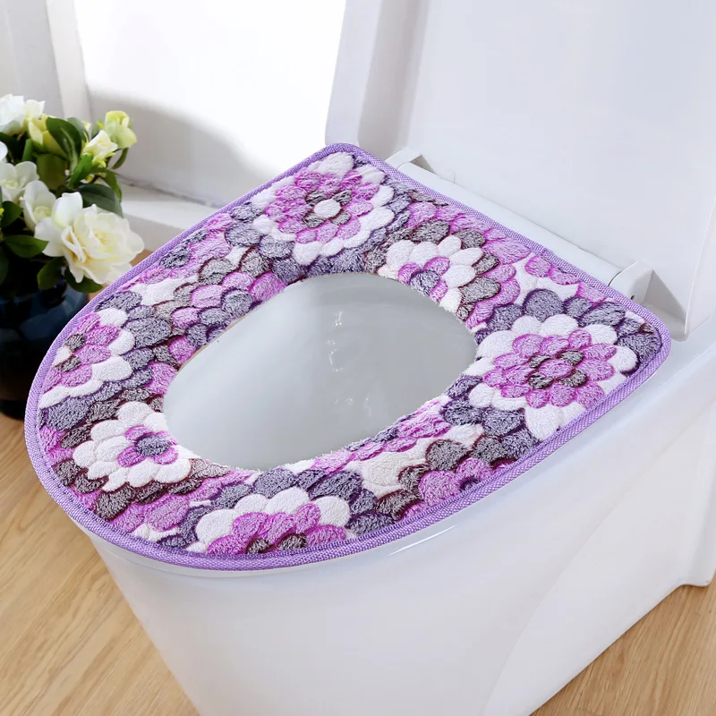 Sticky Toilet Mat Soft Warm Toilet Seat Heated Closestool Pad Washable Toilet Seat Cover