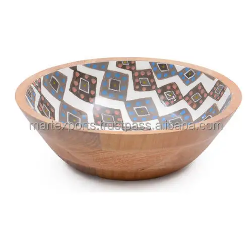 Top Selling Printed Wooden bowls with Enamel Coated for table decoration