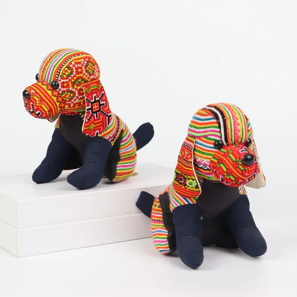 L11 x H17 Toys & Hobbies Unisex Handmade Brocade Of Mong Sapa Ethnic Puppy- Size S Stuffed Animal Toys