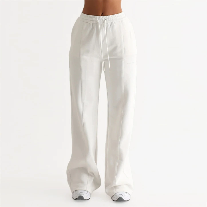 Wholesale Women Flare Jogger Pants And Trousers 100% Cotton Breathable Soft Baggy Wide Straight Leg Pants Sweatpants For Sale