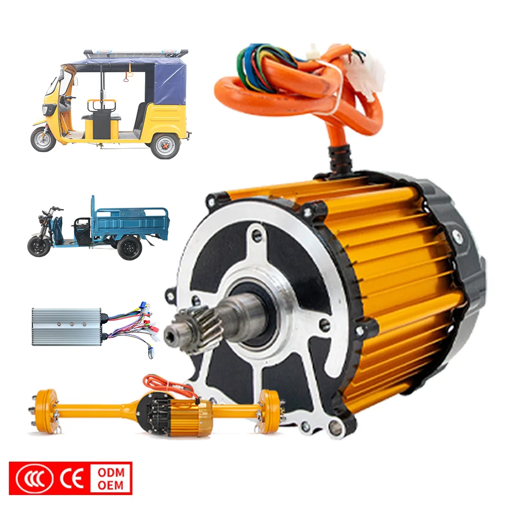 Waterproof 800W-1200W Brushless DC Differential Speed Motor 48V/60V/72V for Electric Tricycle & Bicycle 60mm Size