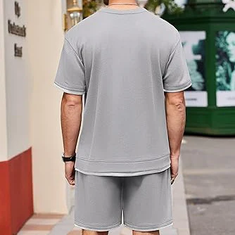Men 2 Piece Set Cheap Factory Price Wholesale  Sportswear Men Sets Summer Short Sleeve Tshirt Customise 250gsm 100% Cotton