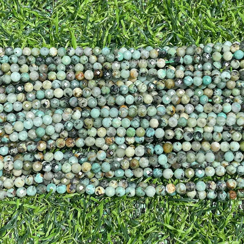 Small Faceted Natural African Turquoise Stone Bead Strands, Cut Gemstone Beads For DIY Jewelry Making 2 3 4mm, 38cm