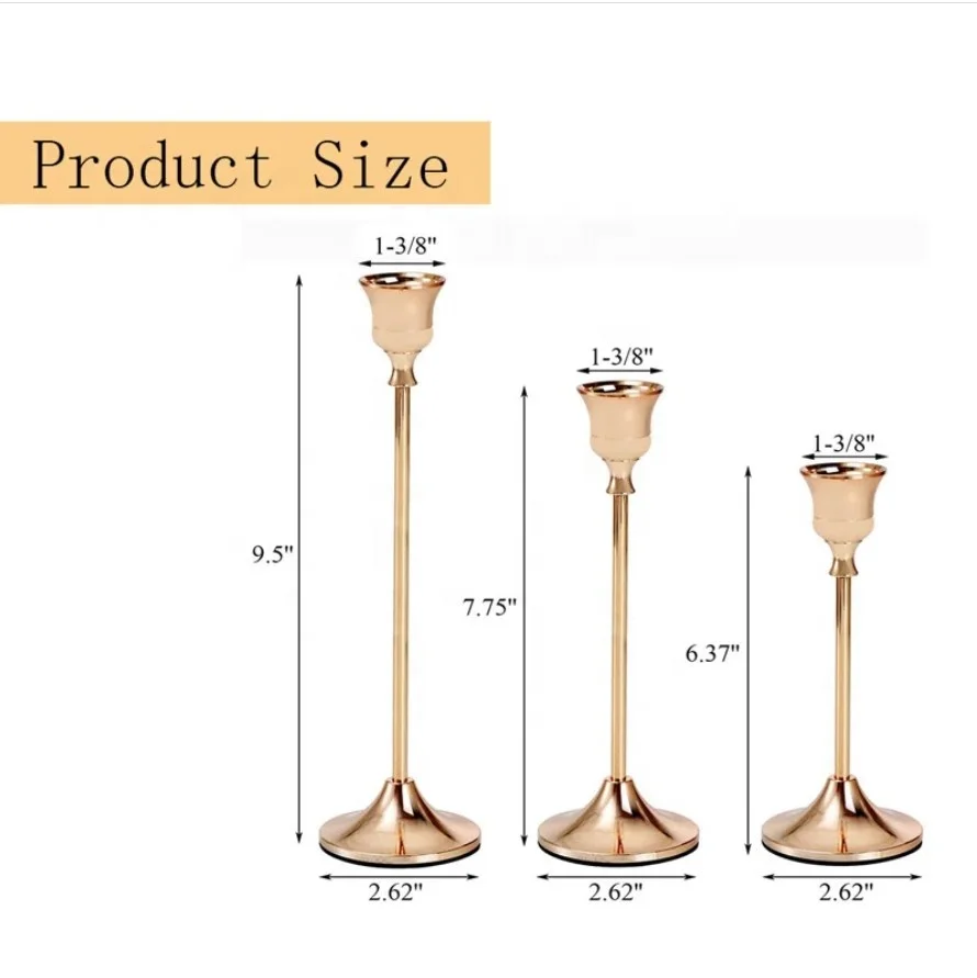 Classic Metal Tabletop Candlestick Handmade Taper Candle Holder for Wedding Bar Party and Home Decor