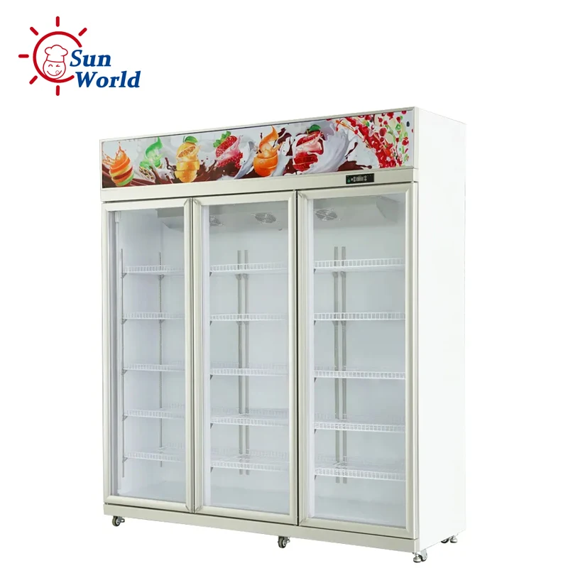 Glass Door display Refrigerator Beer Beverage Vertical Freezer Refrigerator Pepsi Beverage Refrigerator for commercial use