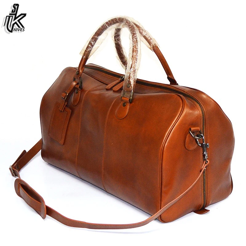 New Cheap Price Luxury Men Premium Leather Outdoor Travel Duffel Weekender Duffle Bags