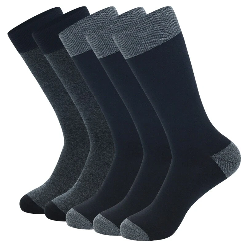 New Premium Quality 5 Pairs Large Size Fashion Business Men Dress Socks High Quality Stripe Black Pure Men Cotton Socks Size