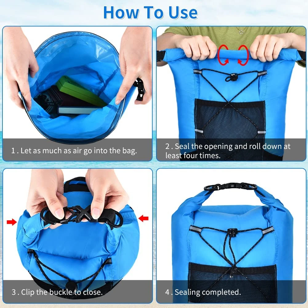 outdoor 4pcs waterproof dry bag backpack set, large Universal waterproof phone case,waterproof fanny pack for kayaking hiking