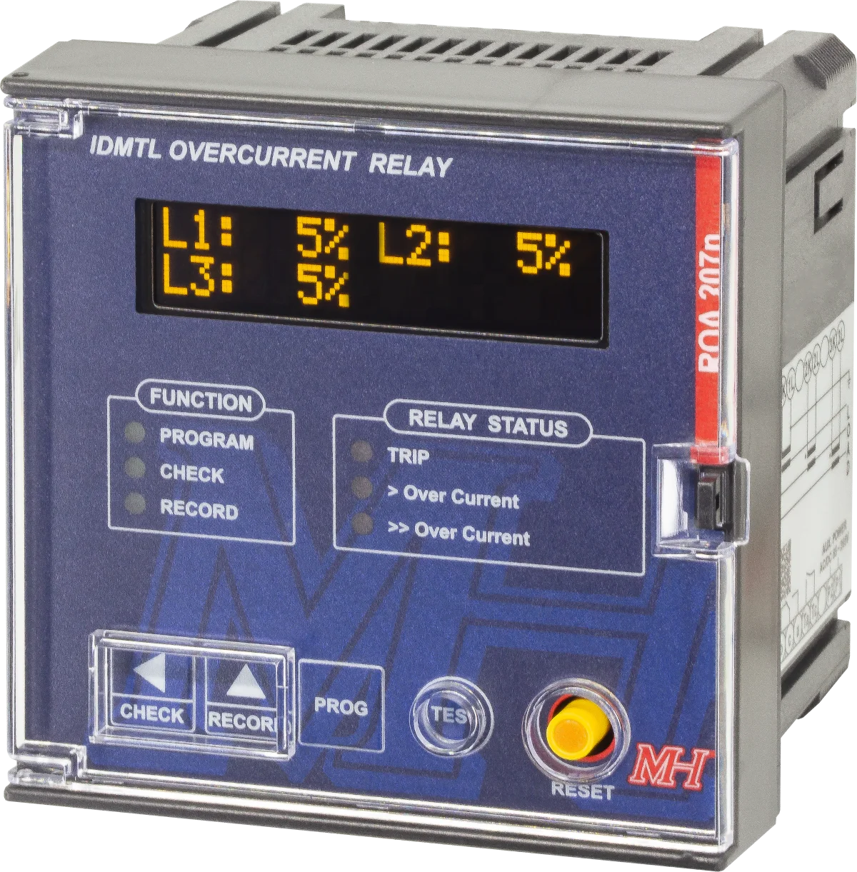 MH Overcurrent Relay ROA207n, ANSI 50/51 & 86, IDMTL & DTL with unique Mechanical Trip Button