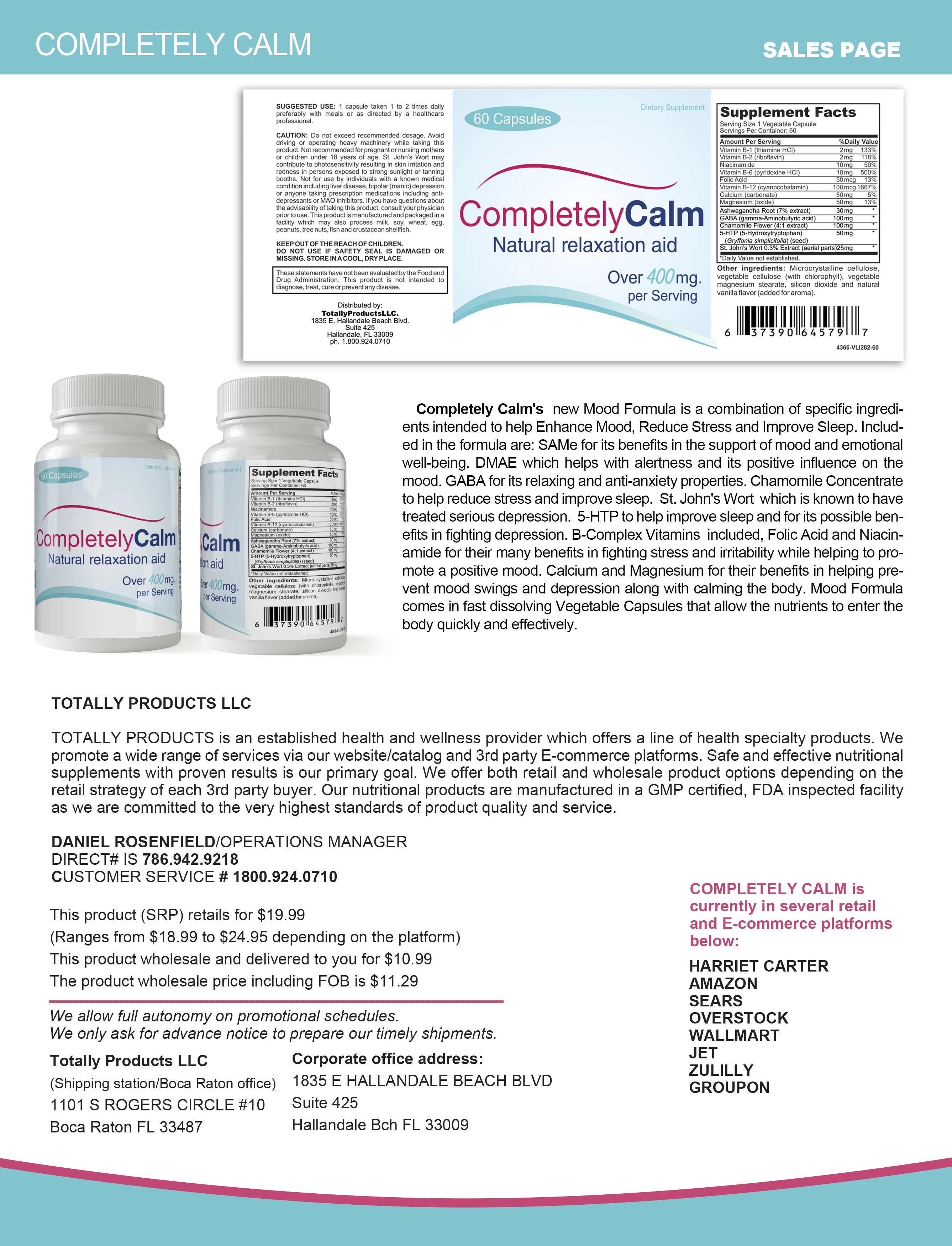 New Natural Relaxation Completely Calm Aid-Mood Formula (60 Capsules) Buy At Best Price