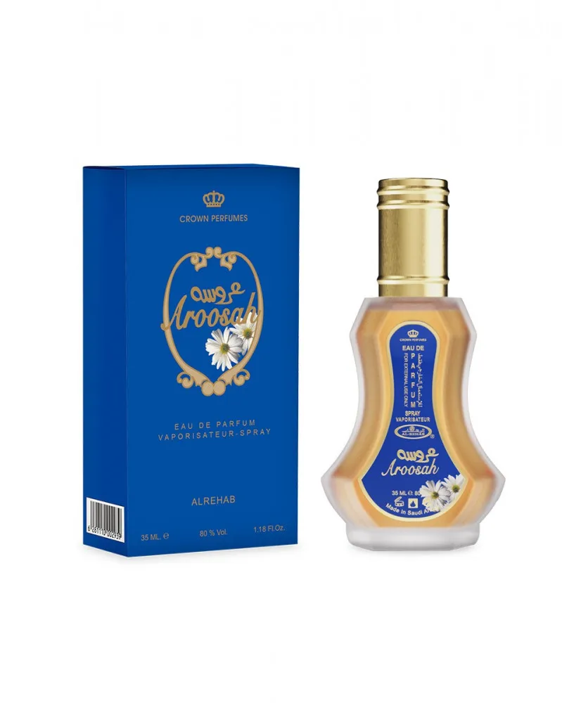 Eau de Perfume AROOSAH by Al REHAB 35ML Arabic Man Oud Attar Oriental Dubai Arabic Halal perfumes