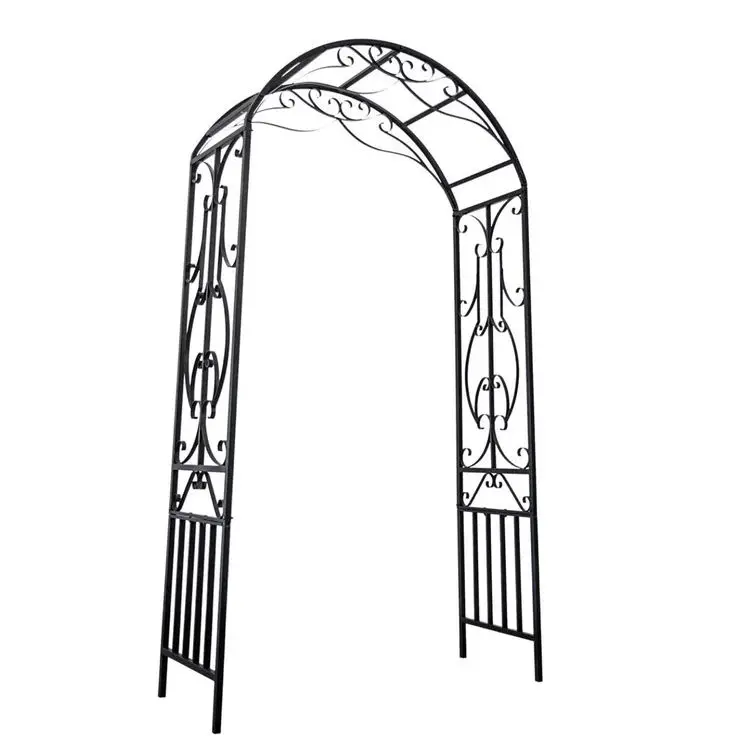 Beautiful modern design black steel garden arched for wedding ceremony party reception stage decoration baby shower garden arch