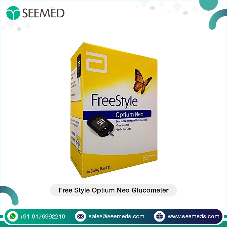 High-contrast LCD Display No Coding Required Blood Sugar Level Test Free Style Optium Neo Glucometer at Best Price