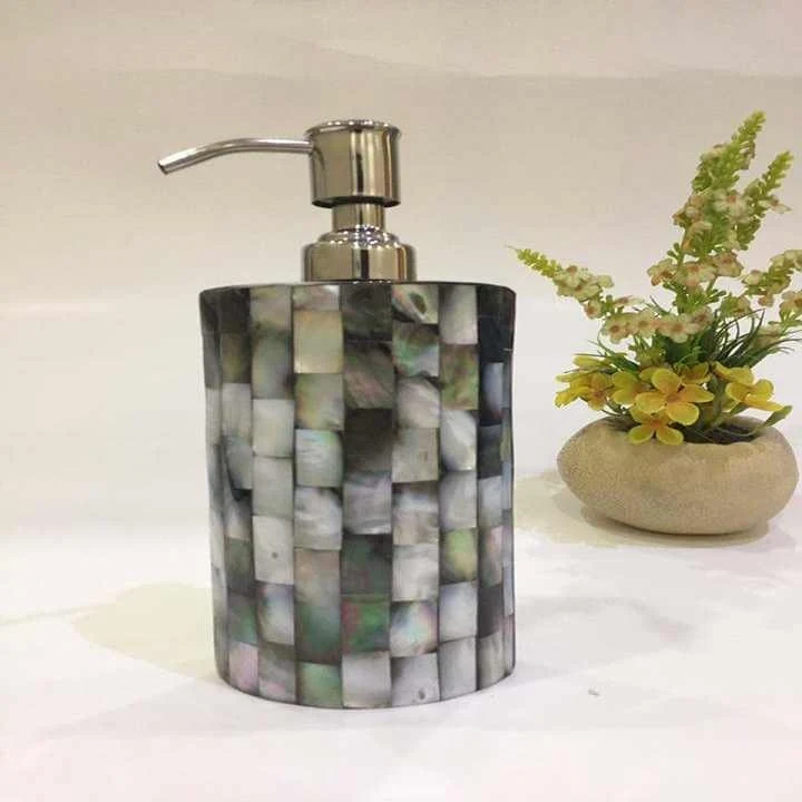 Elegant Decor Handmade Mother Pearl Soap Dispenser Bathroom Accessories for Liquid Soap Hand Washer Hand Cleaner