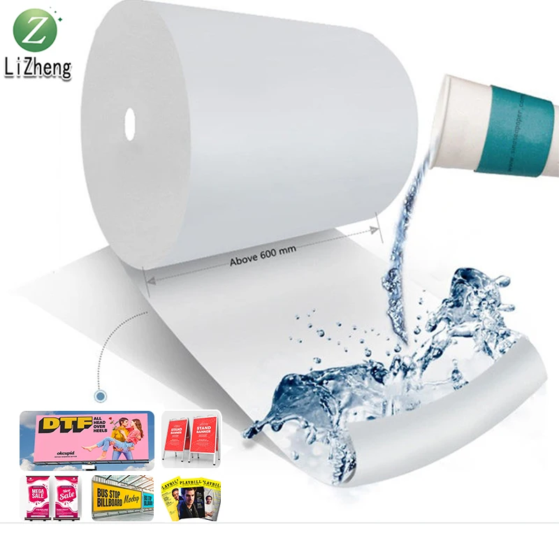 Lizheng non-tearable waterproof inkjet matt gloss 70/80 gsm paper jumbo roll pp synthetic paper jumbo