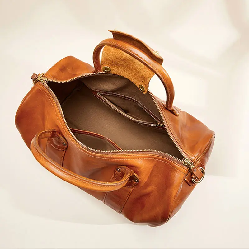 Custom Handmade Genuine Leather Large Duffel Bag | Travel Genuine Leather Duffel Bags with Shoes Compartment