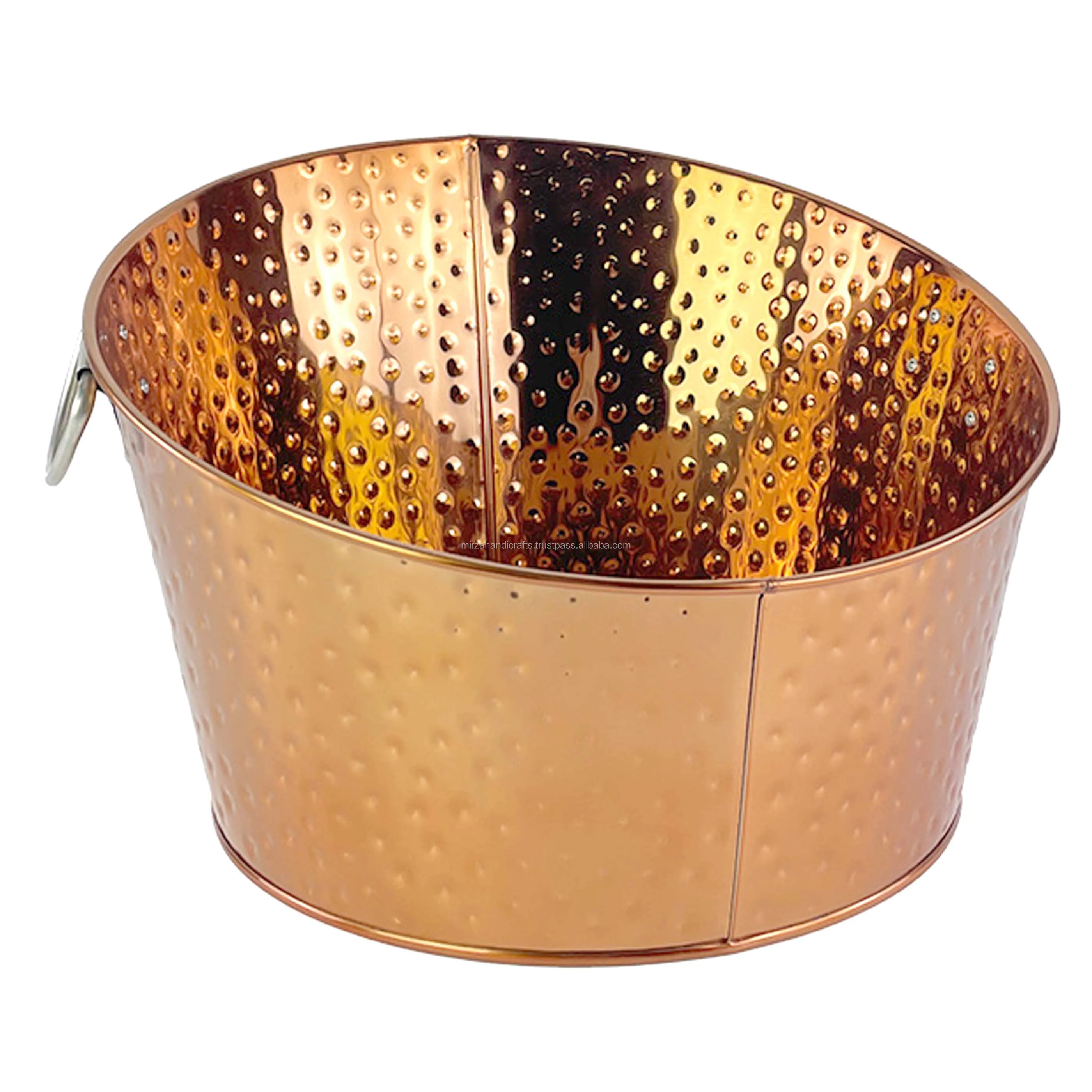 Factory Price Large Copper Finished Beverage Tub Hammered Ice Tub Wholesale Price for Home Bar Chilling Beer and Wine