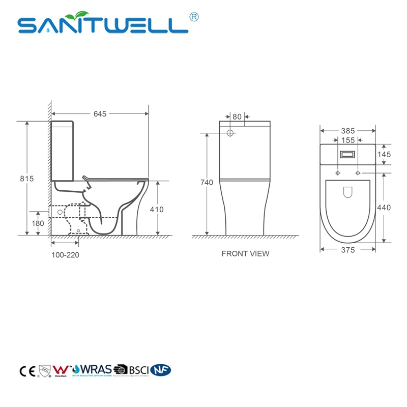 Chinese Ceramic Two Piece Toilet White Color Floor Mounted Close Coupled Commode Product Go to Bathroom