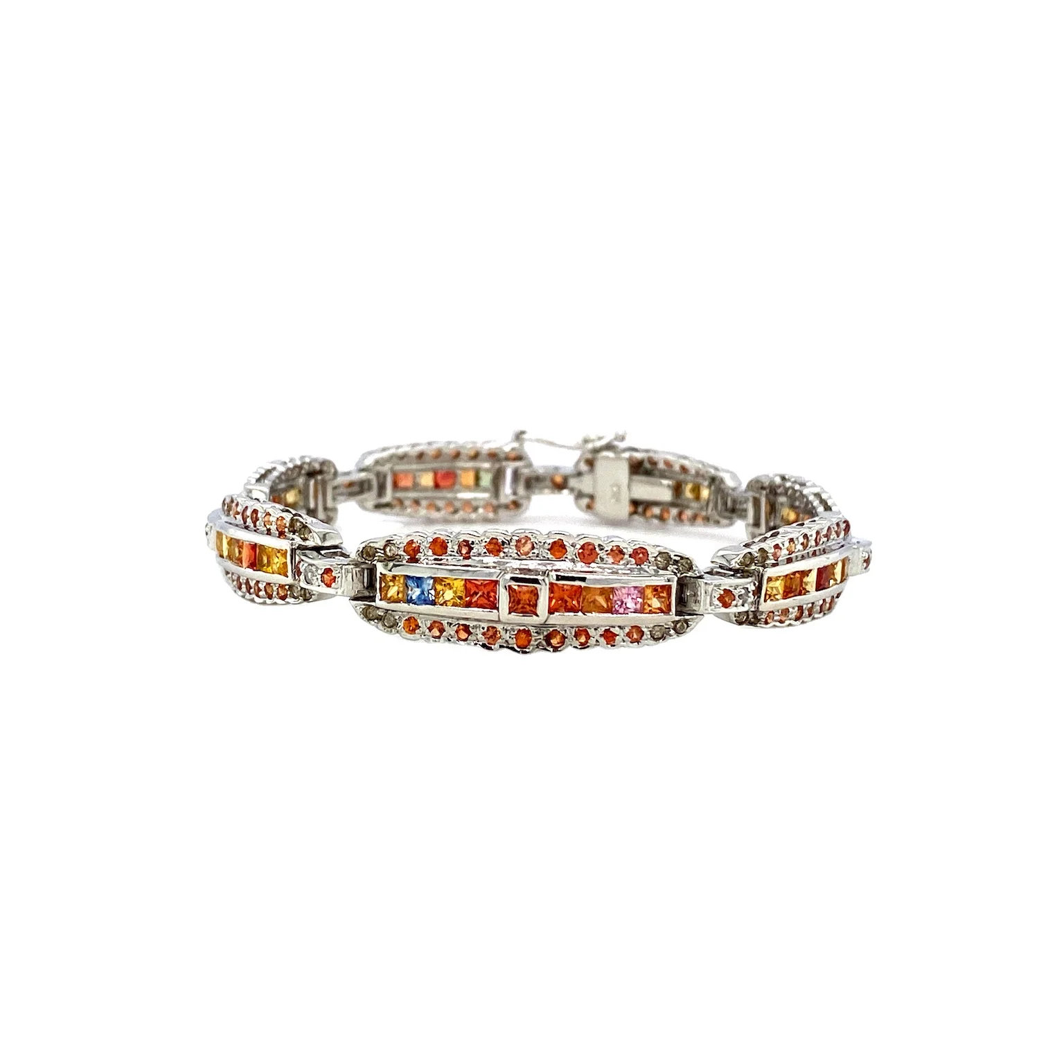 Natural Multi Sapphire Diamond Gemstone 925 Sterling Silver Handmade Bracelets Jewelry