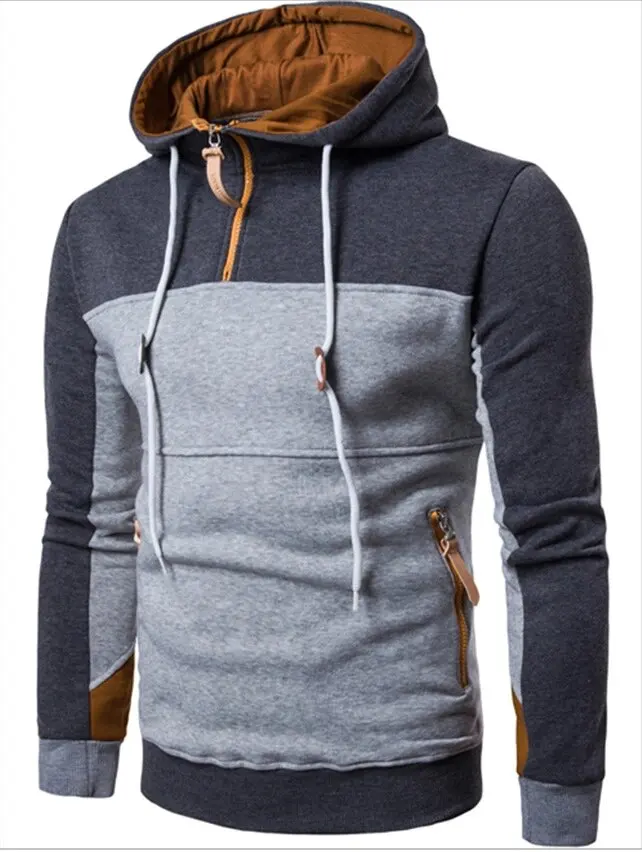 Wholesale hoodies OEM Fashion Clothing Blue Cotton Winter Wholesale Pullover half zip side fashion zips Fleece Men s Hoodies