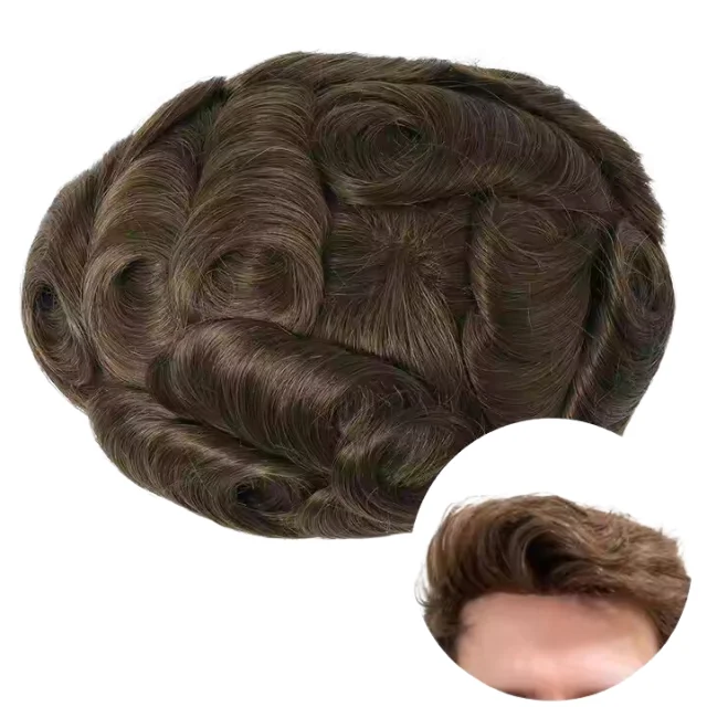 Lace Front Men Hair System 100% Human Hair Wig with Silk Base, Seamless Fit for a Realistic Appearance