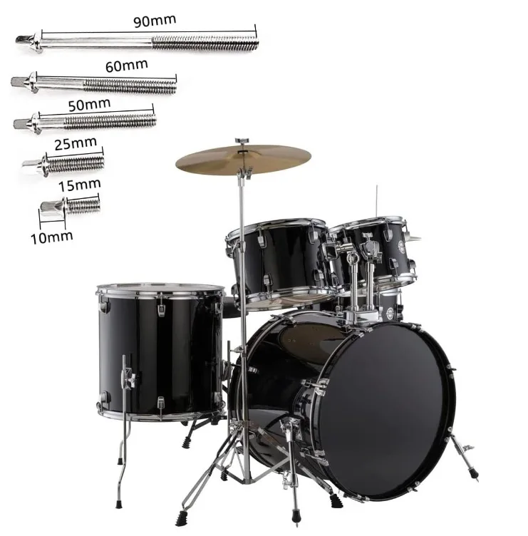 5mm*20mm-5*120mm/6*20mm-6*145mm Tension Rod Washers Pearl Drums Snare Percussion Marching Bass Drum Lug Screw Floor Locks Parts