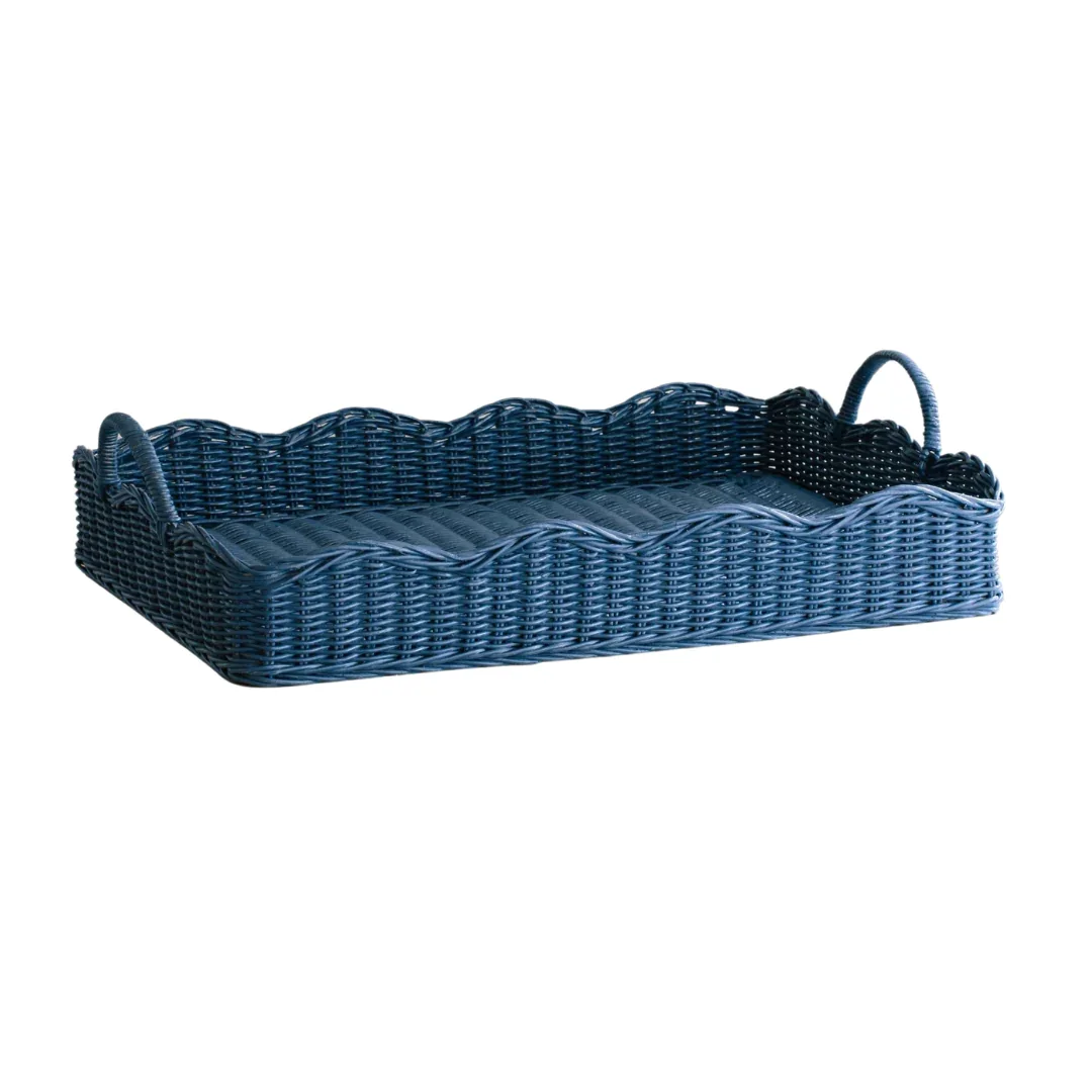 Top Selling Natural Charming Rattan Scalloped Tray Home And Kitchen Decoration From Vietnam Wholesale