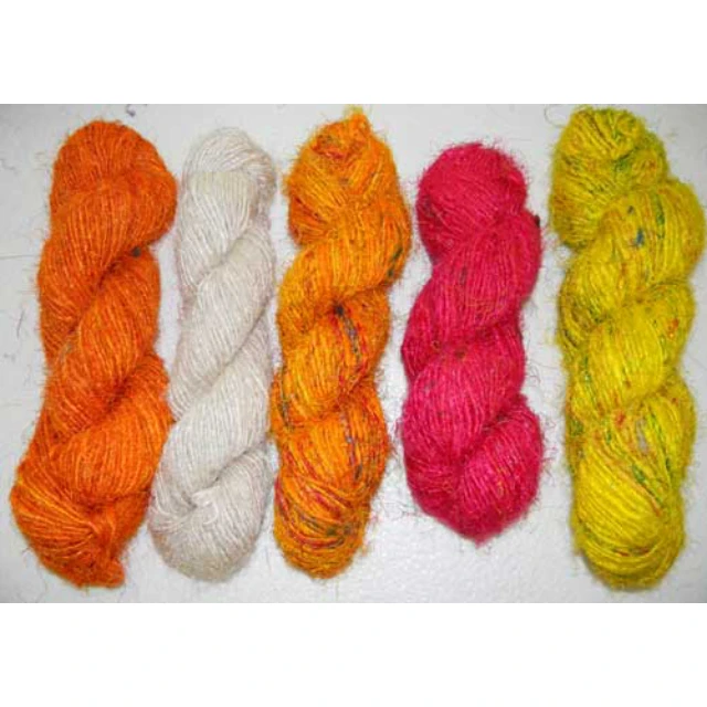 Custom dyed banana silk yarns made in single solid colors as well as multi colours
