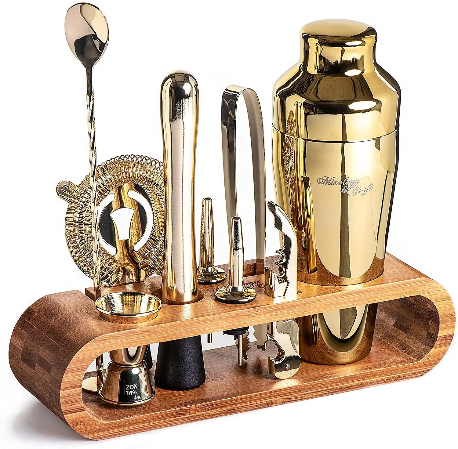 High Quality Barware Tools Set PVD High Quality Shiny Polish Stainless Steel Bartender Kit Bar Accessories Gold Cocktail Set