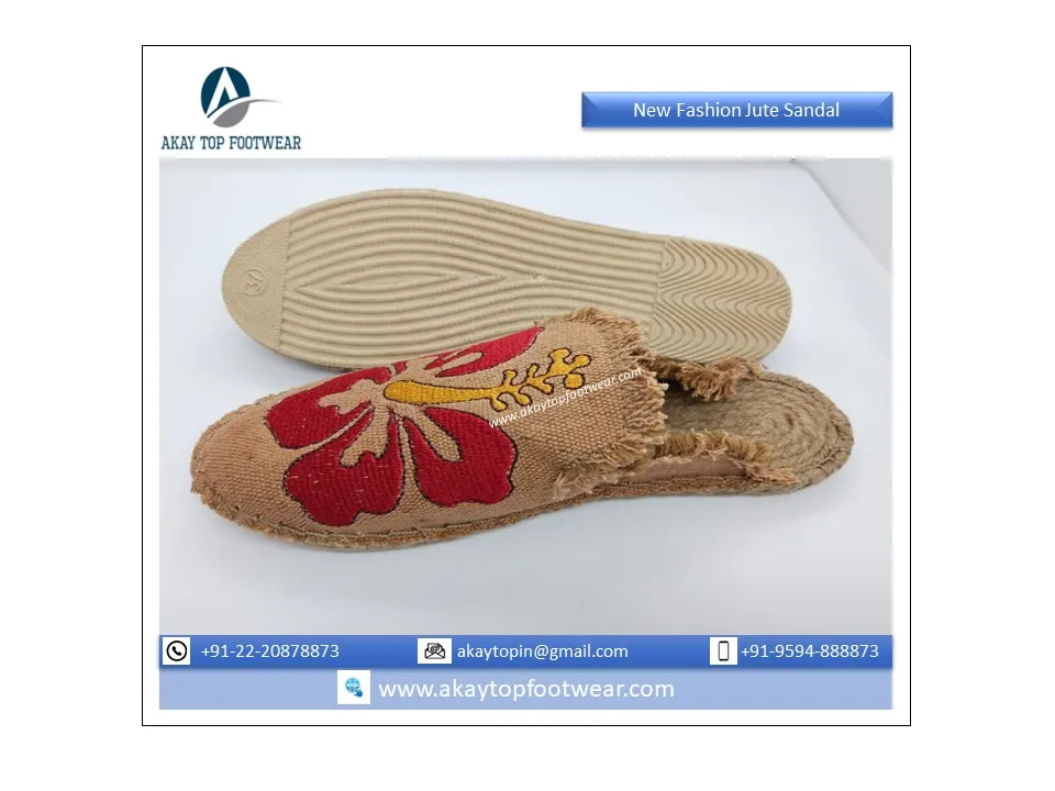 Customized Size Customized Design Available in Unique Design Jute Fabric Espadrille Sandals with Synthetic Lining Rubber Outsole