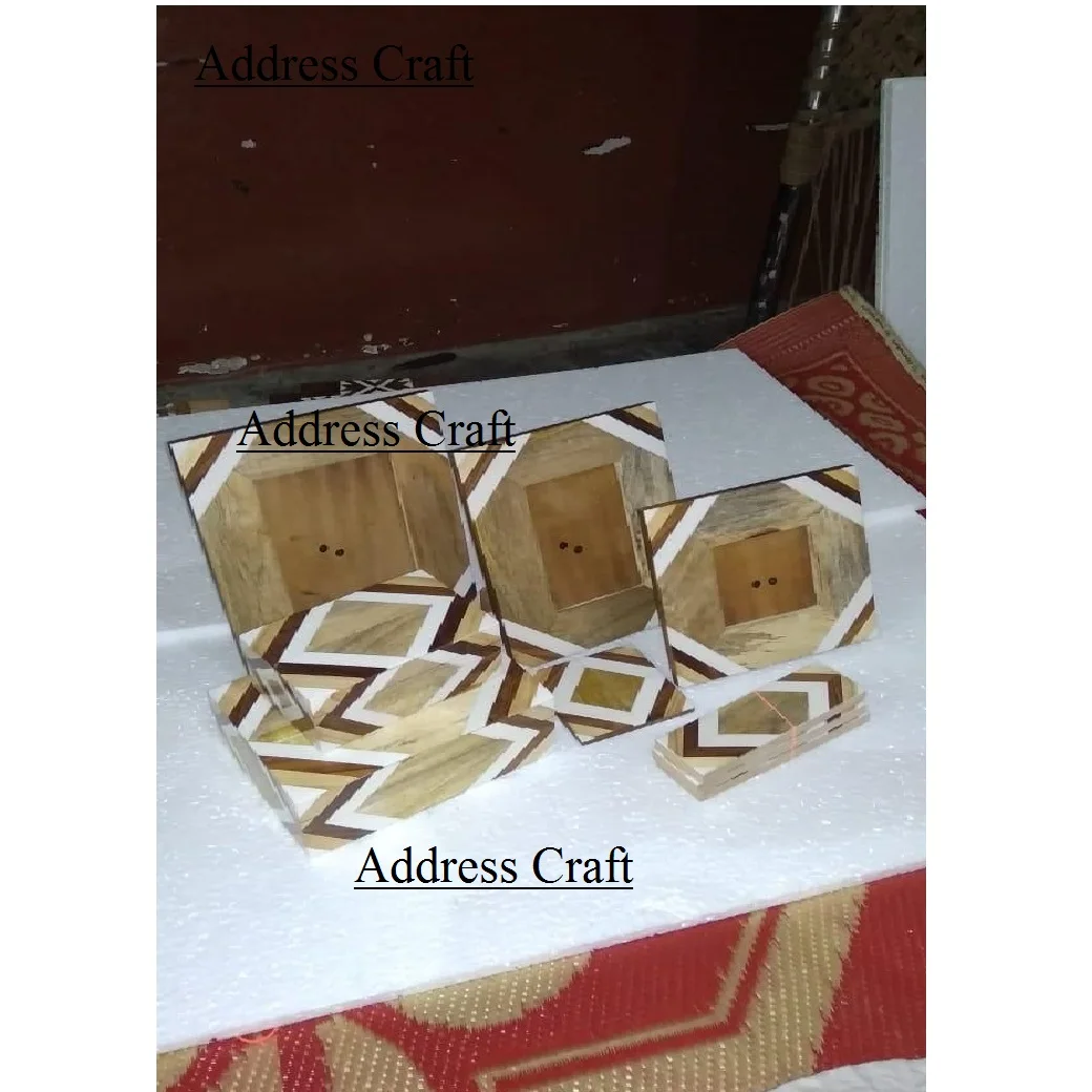 Handmade Bone Inlay Wooden Modern Pattern Photo Frame Furniture And Coaster Box Christmas Decor For Wedding Gift Home Decor