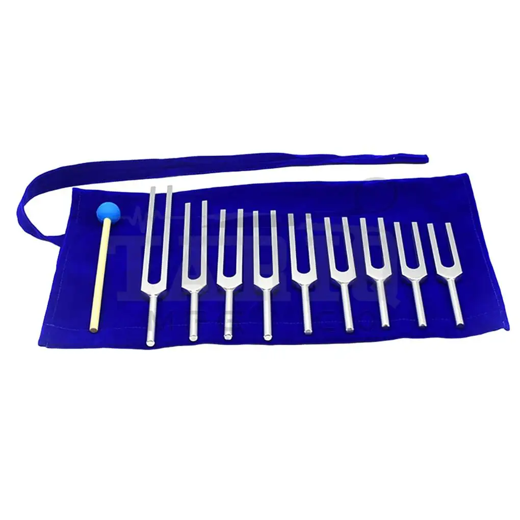 9 Tuning Forks 174Hz,285Hz,396Hz,417Hz,528Hz,639Hz,741Hz,852Hz,963Hz,Silicone Hammer Velvet Bag Medical Aluminum Tuning Forks