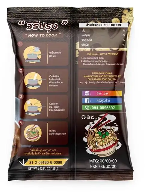 Instant Thai Noodles 140 G Original Taste Recommended Product from Thailand