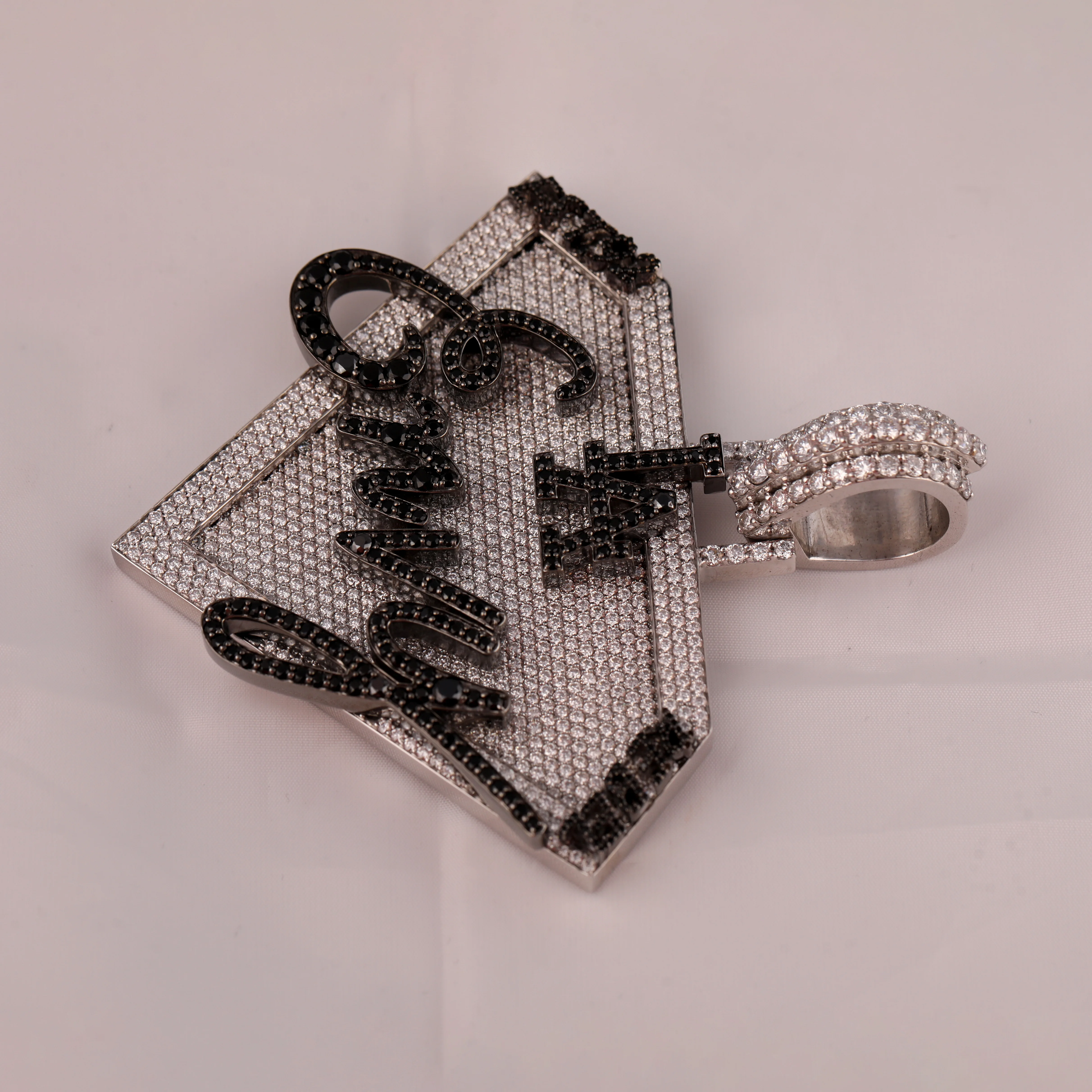 Moissanite Customized Shaped Diamond Pendant 925 Sterling Silver Full Iced Out Black & White Moissanite Pendant Gift For Him