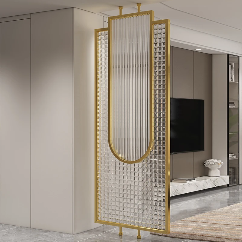 Custom Made Light Luxury Art Glass Wall Panel Stainless Steel Deco Room Dividers Screens Partitions