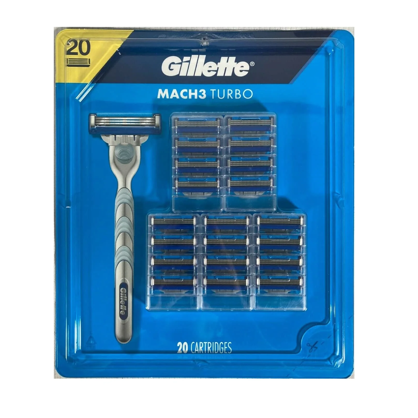 Gillette Mach3 турбо мужские лезвия ручка + 20 заправки
