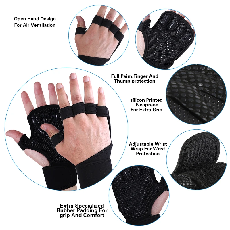 Factory Price Low MOQ Weight Lifting Gym Gloves with Anti-Slip Palm for Workout Exercise Training Fitness and Bodybuilding