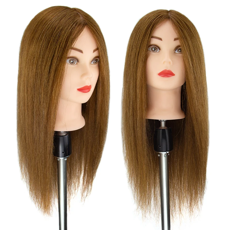 Ready to Ship Realistic 20 Inch Human Hair Manikin Heads for Barber Hairdresser Hair Cutting and Practice Female Training Head