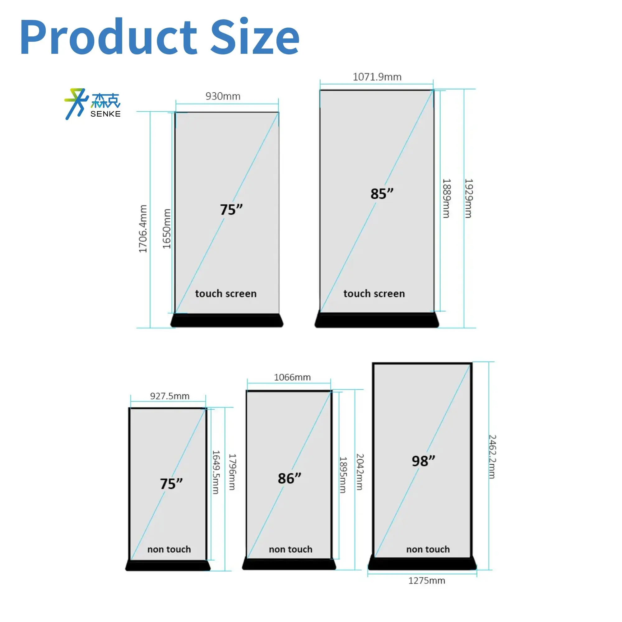 Senke Customization 3D 4K Full Screen Floor Stand Digital Signage Kiosk Digital Signage And Displays