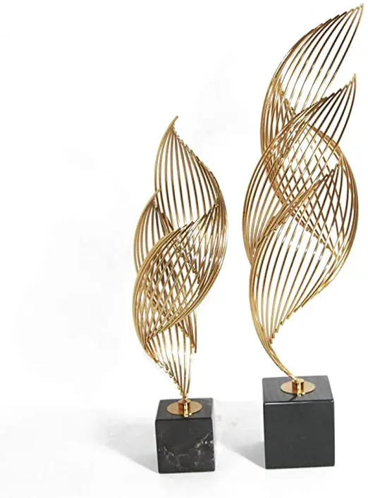 hot selling aluminum leaf shaped sculpture nickel plated metal decorative ornaments wholesale price metal sculpture in new style