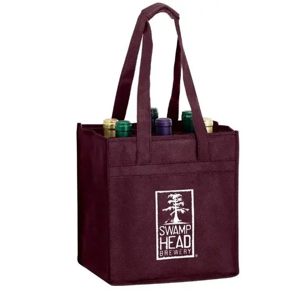 Multicolor Wine Tote Bag 4 To 6 Bottles Custom Logo Printed PP Non Woven Eco Friendly Reusable Material