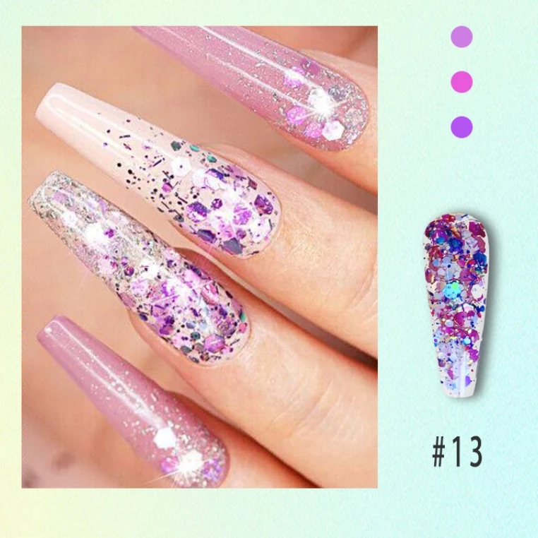 New Arrivals Nail Gel Polish Super Shiny Multi-colors Optional Natural Resin Sequins Gel