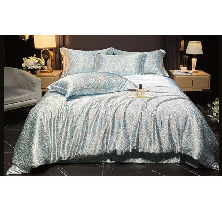 Wholesale Home Imitated Silk Luxury Satin Comforter Silk Sheets Bedding Set