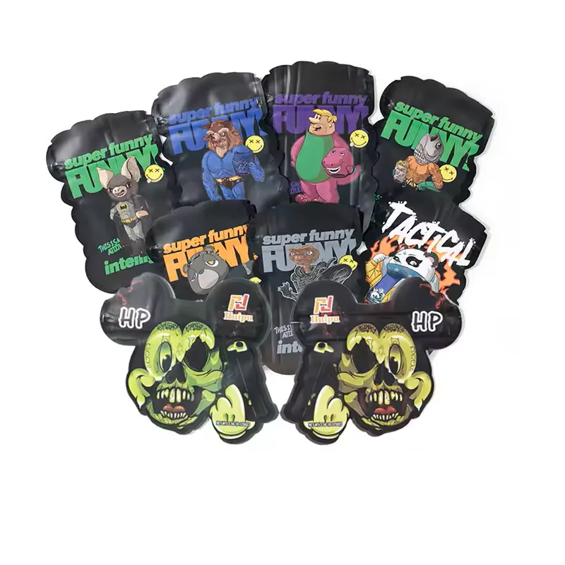 Huipu impression numerique personnalisee en plastique, Bga forme speciale decoupee 3.5g Mylar sacs pour Gummies bonbons noix