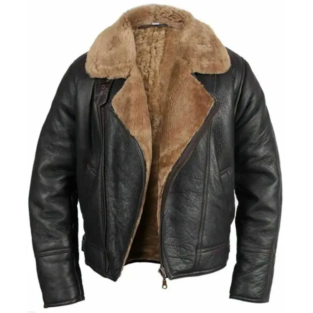 New Style Winter Warm Thick Sheepskin Lamb Fur Long Shearling Leather Jacket Men With Fur Desighen