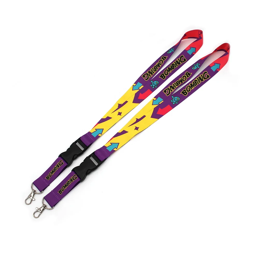 Promotional Price Volume Produce Custom Round Key Ring Heat Transfer Printing RPET Lanyard